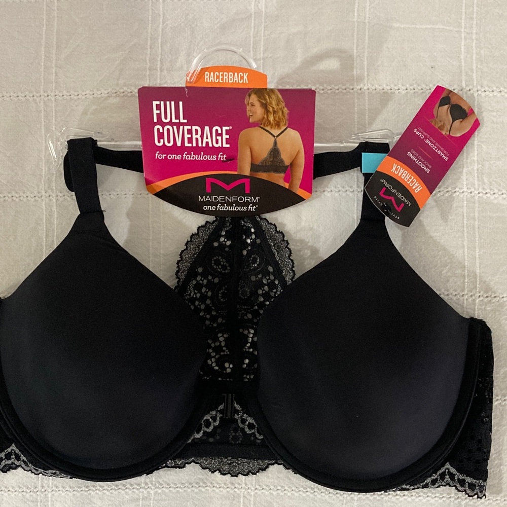 Maidenform Elegant Black and Gray Lace Racerback Bra